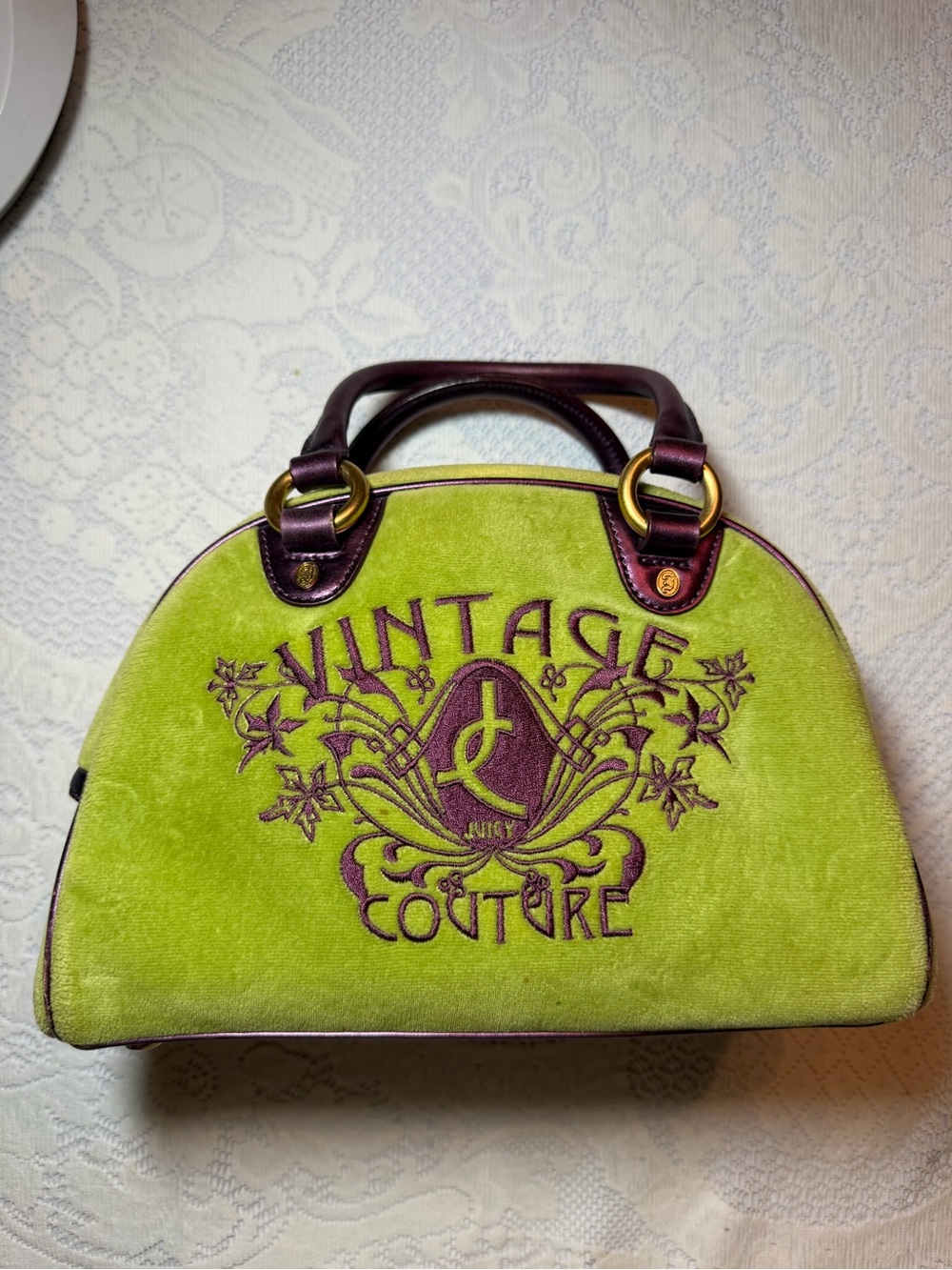 Vintage Y2K RARE JUICY Couture Green & Purple Satchel